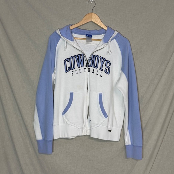 Reebok Tops - Vintage Y2K Reebok NFL Dallas Cowboys Football Zip Up Hoodie Blue White Women L